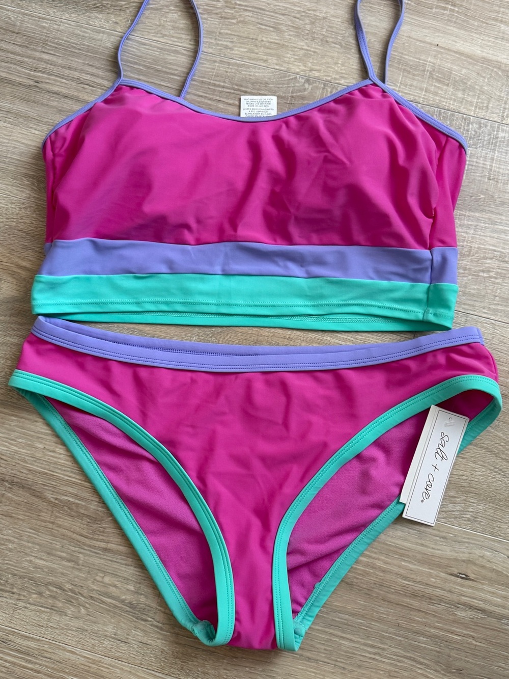 Salt + Cove Pink, Pink , Lavender& Teal Two-Piece Bikini